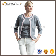 Custom design 100% cashmere cardigan twinset para mulheres